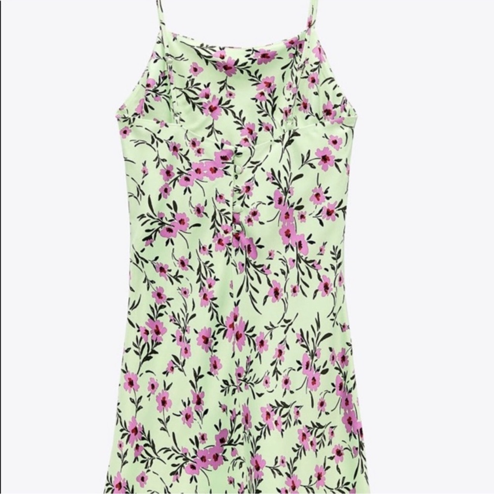 Zara Satin Floral Mini Dress Size Small NWOT